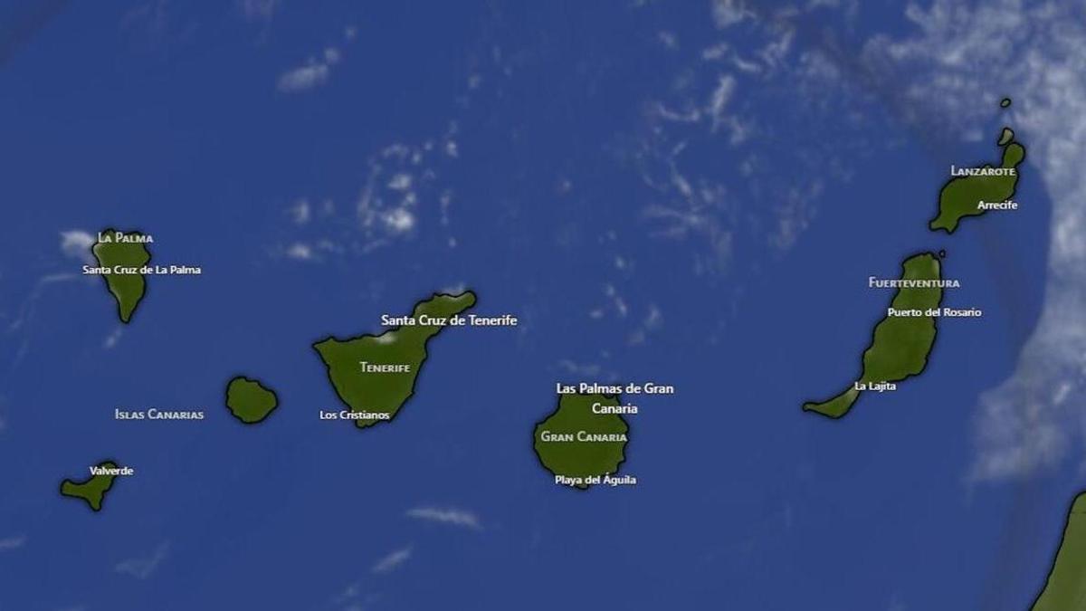 Nubes en el entorno de Canarias a las 14.40 horas del 21 de junio de 2026