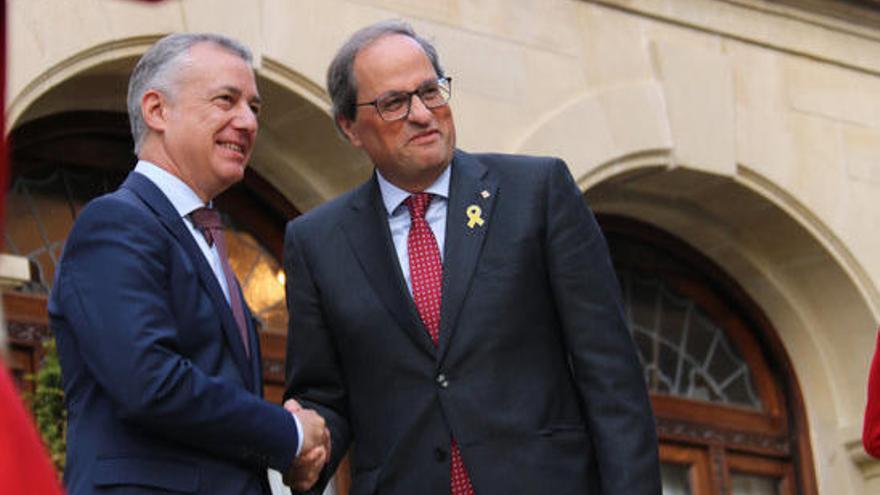 El president del Govern, Quim Torra, al Palau d&#039;Ajuria Enea amb el lehendakari, Iñigo Urkullu