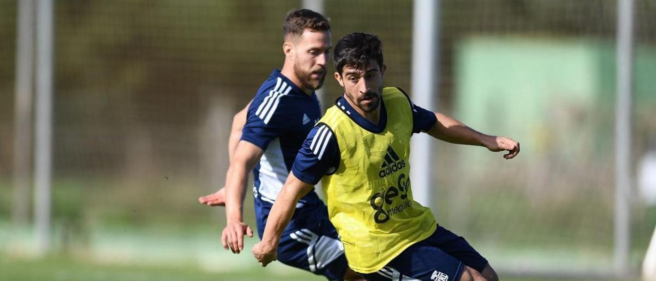 Jairo Izquierdo e Iván Calero, en el entrenamiento de ayer. | FC CARTAGENA