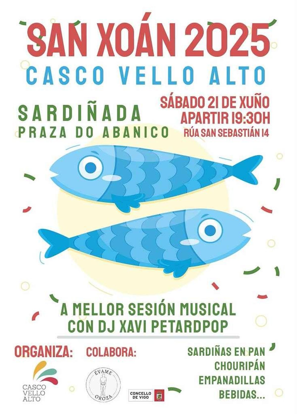 Cartel de la fiesta de San Xoán 2025 en el Casco Vello Alto de Vigo.