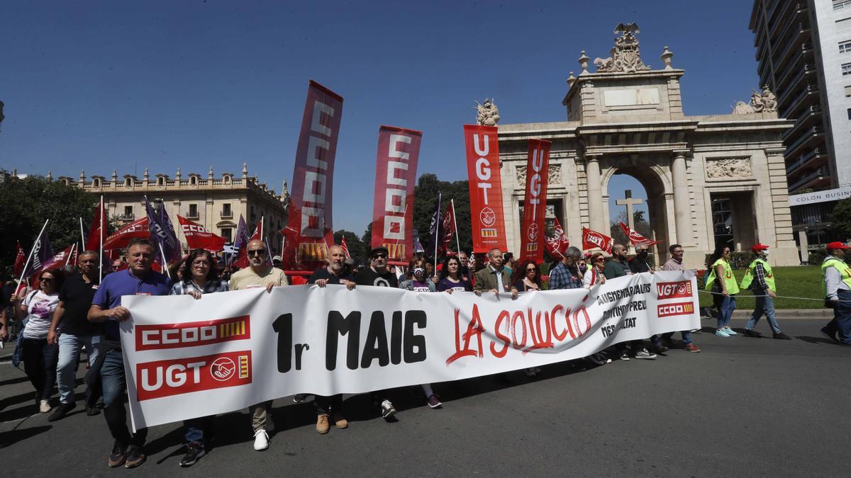 Manifestación del 1 de mayo en Valencia.