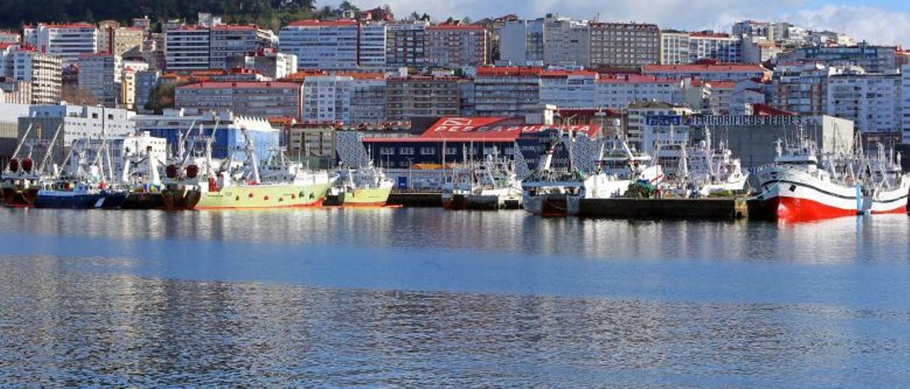 Buques de la flota de gran altura de Vigo amarrada en Beiramar el pasado diciembre.   | MARTA G. BREA