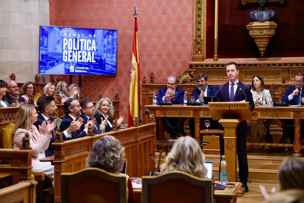 El presidente del Consell de Mallorca, Llorenç Galmés, durante la primera sesión del Debate de Política General.