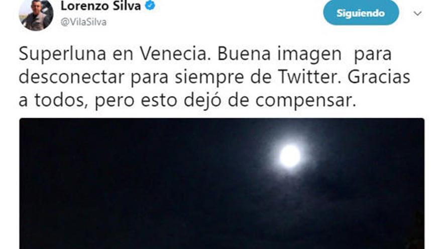 Así se despedía de Twitter Lorenzo Silva.