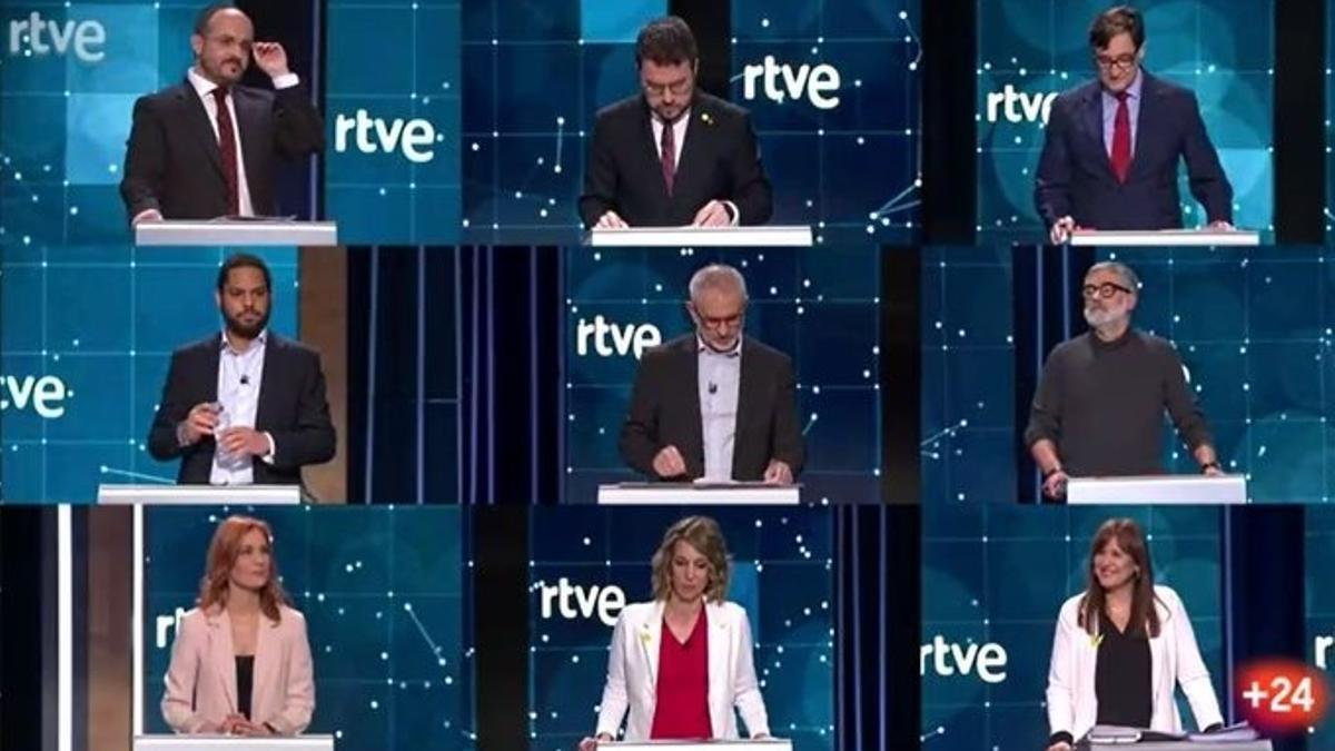 Debate de los nueve candidatos a la Generalitat en las elecciones del 14-F.