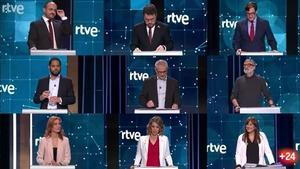 Los nueve candidatos a la Generalitat en las elecciones del 14-F, en el debate de TV-3.