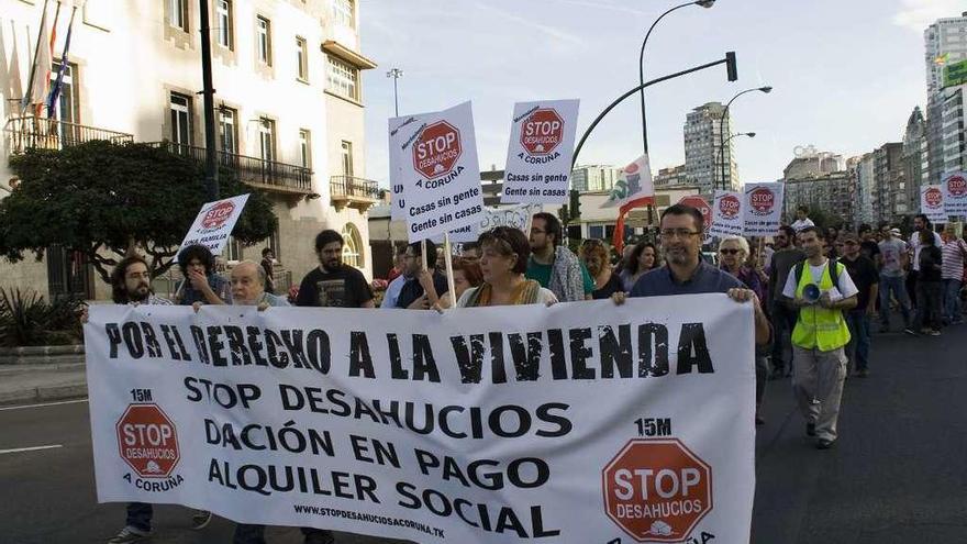 Protesta contra los desahucios en A Coruña.