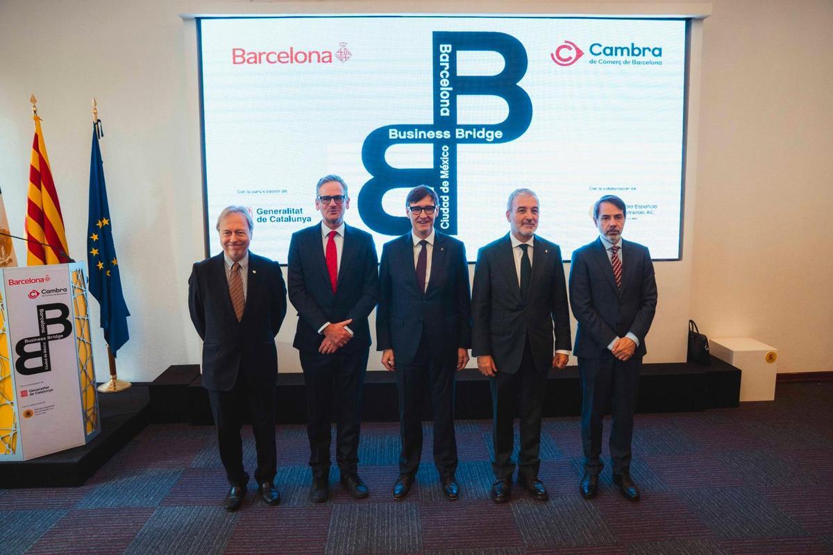 Salvador Illa en un encuentro empresarial en la Cámara del Comercio española en México.