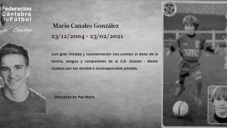 Fallece el joven futbolista Mario Canales González del SD Solares.