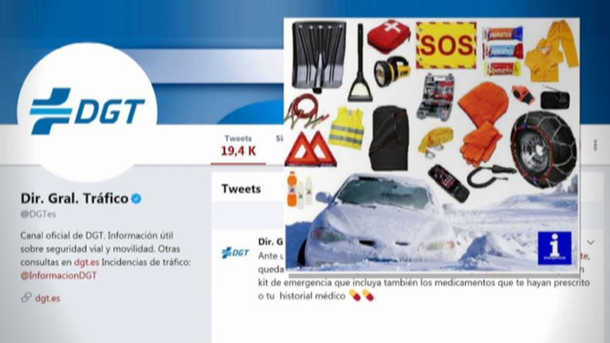 La DGT recomienda un kit antinevada con 18 objetos "imprescindibles" entre ellos pala y silbato