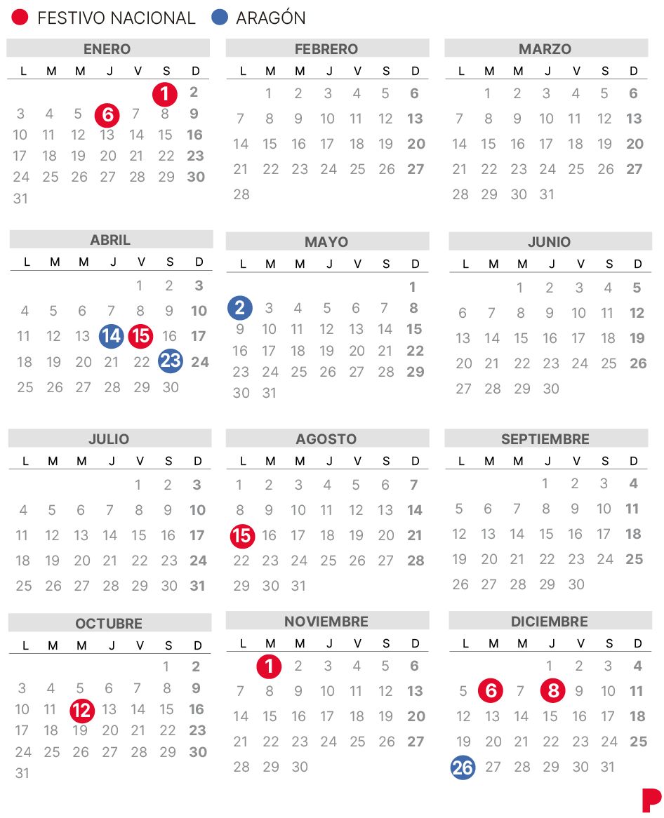 Calendario laboral Aragón 2022