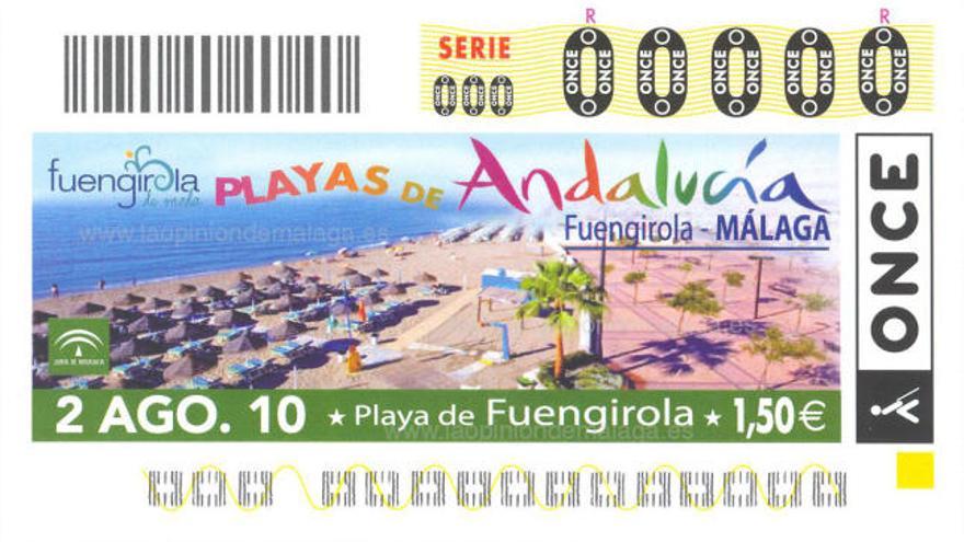 Cupón dedicado a la playa de Fuengirola de la ONCE.