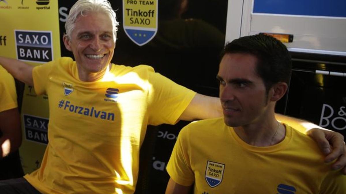 Oleg Tinkoff y Alberto Contador, en una imagen del Tour de 2015