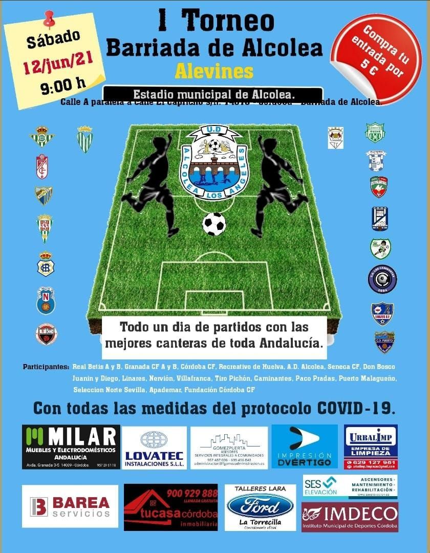 Cartel del primer torneo Barriada de Alcolea para jugadores alevines, que se disputará el próximo 12 de junio.
