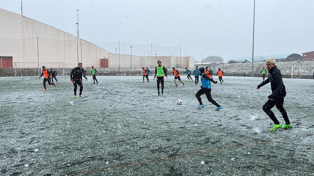 Un entrenamiento del Zamora CF, esta semana