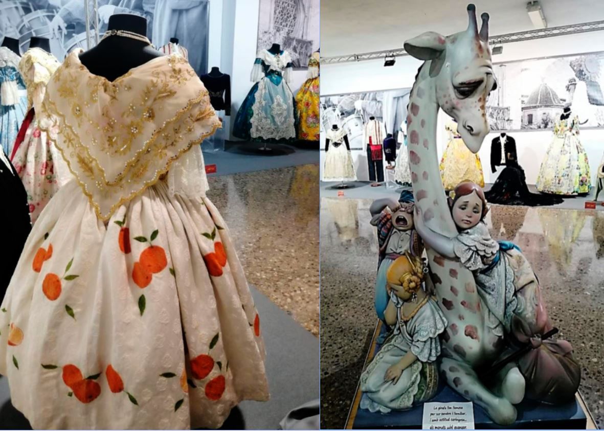 La falla Malvarrosa rescata los trajes más históricos y el ninot de "Motetes" en la exposición del 75-A