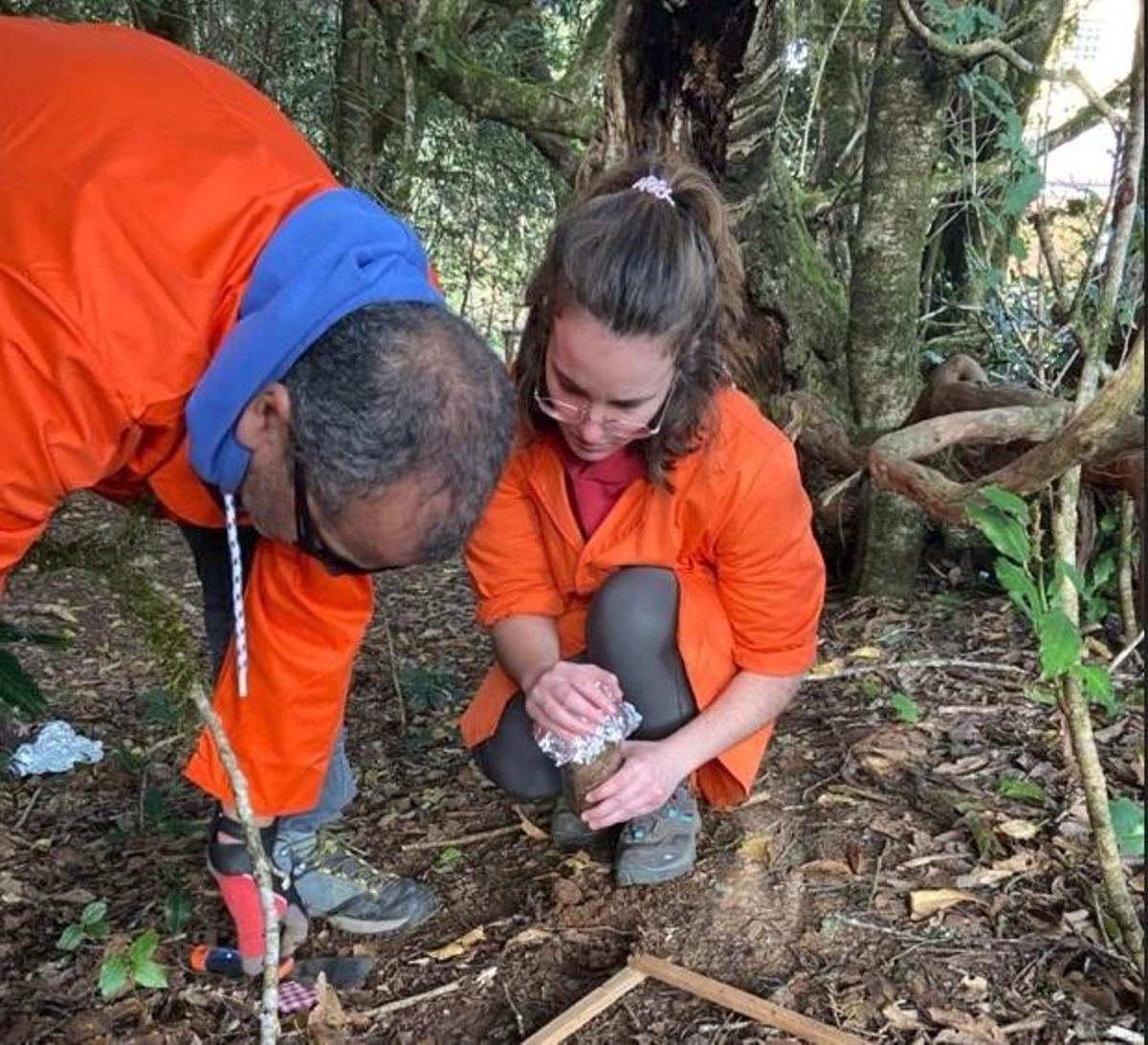 Investigadores recogen muestras en el Parque Rural de Anaga para detectar la presencia de microplásticos.