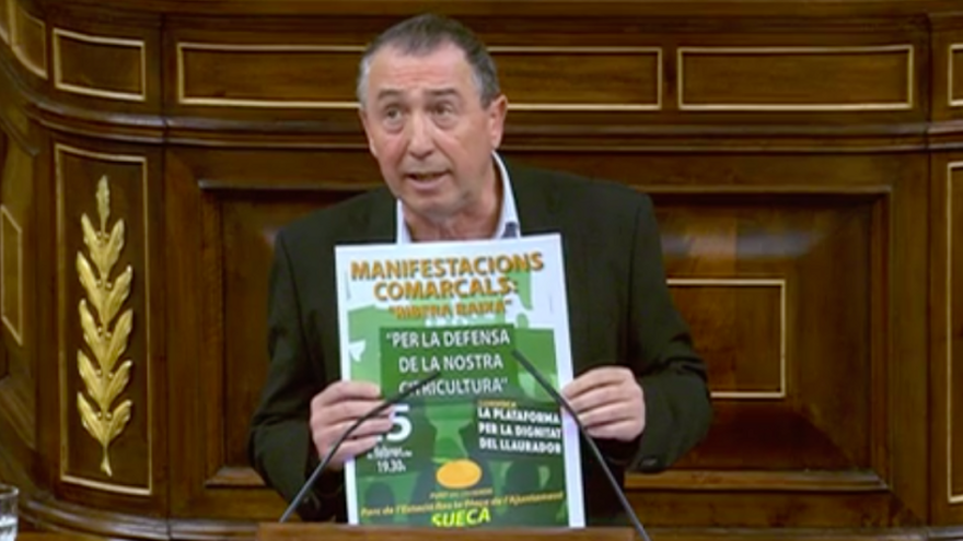 El portavoz de Compromís, Joan Baldoví, en el Congreso de los Diputados.