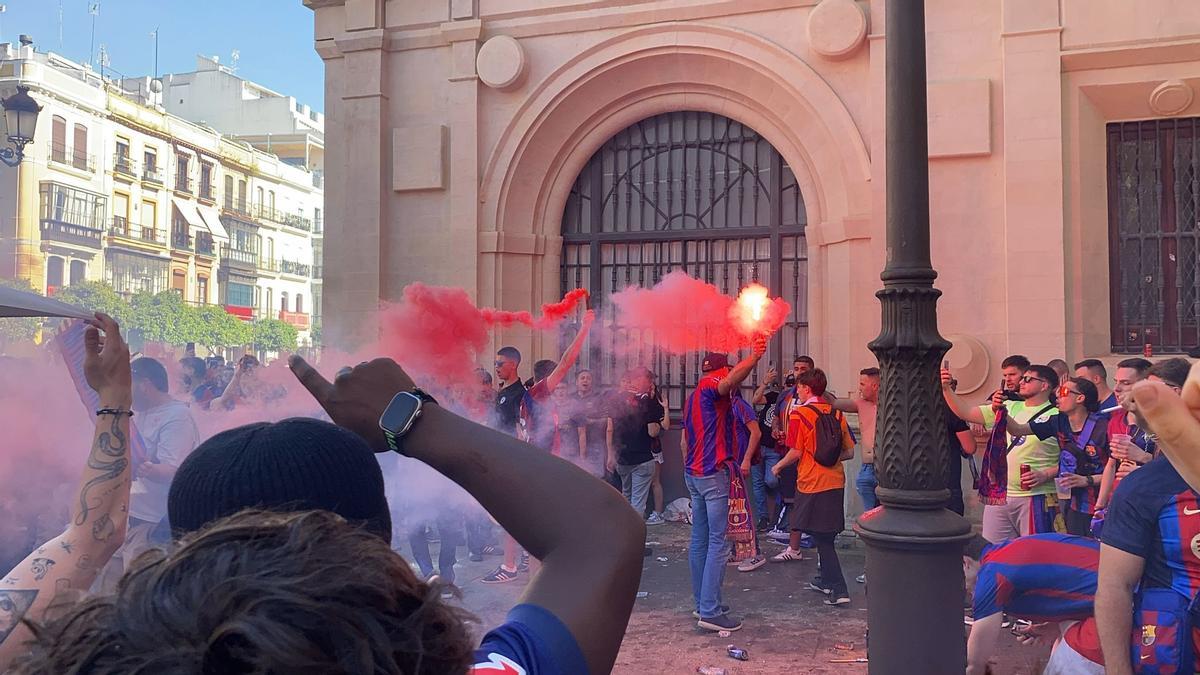 flares next to the San Francisco Square after the City Council
