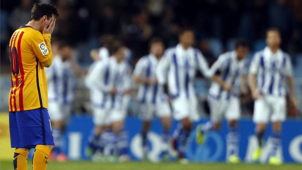 Messi, en una de sus visitas en Anoeta