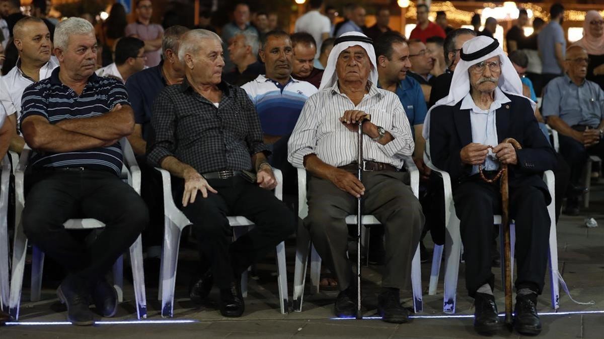 Votantes de la Lista Conjunta Árabe, en un mitin en Sakhnin el pasado domingo.