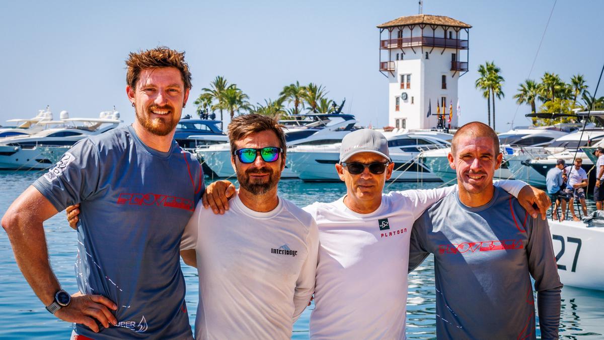 Matthew Barber (Provezza), Pedro Mas (Interlodge), Jordi Calafat (Platoon) y Joan Fullana (Provezza), los mallorquines de la flota.