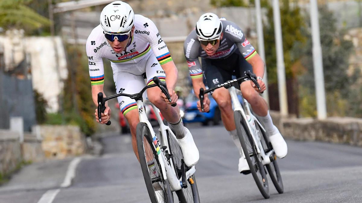 Pogacar y Van der Poel, en la anterior edición de la Milán-San Remo