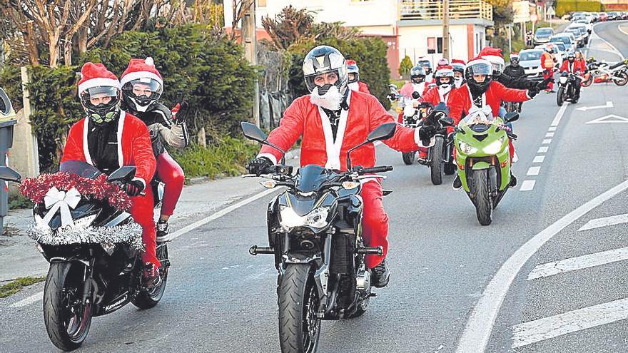 Papanoelada motera del pasado fin de semana en Poio.