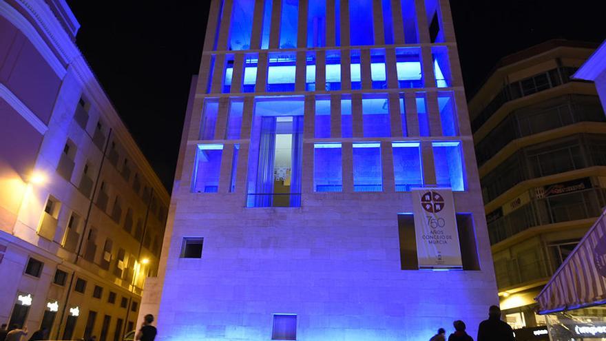 El Moneo, Palacio Almudí, Murcia Río y Alfonso X se iluminan este martes de azul
