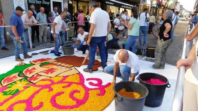 Una de las alfombras vegetales, ayer, ya avanzada en la que se puede apreciar el colorido.