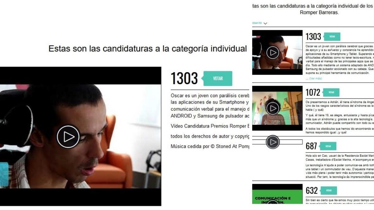 De momento, Óscar va en cabeza de los Premios Romper Barreras 2021. De momento, Óscar va en cabeza de los Premios Romper Barreras 2021.