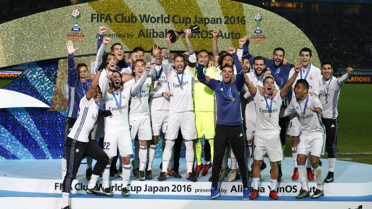 El Real Madrid celebra el Mundial de Clubes de 2016.