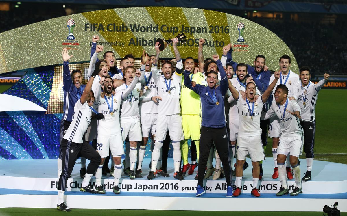 El Real Madrid celebra el Mundial de Clubes de 2016.