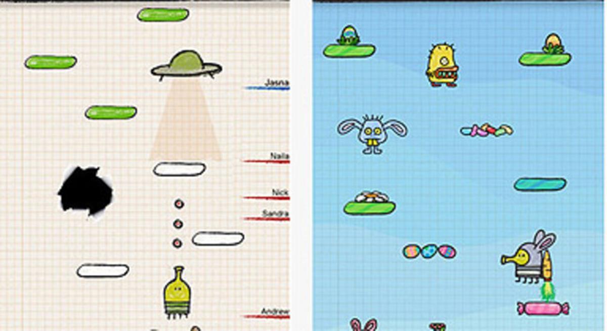 Pantalles de Doodle Jump, el joc de mòbil. Pantalles de Doodle Jump, el joc de mòbil.