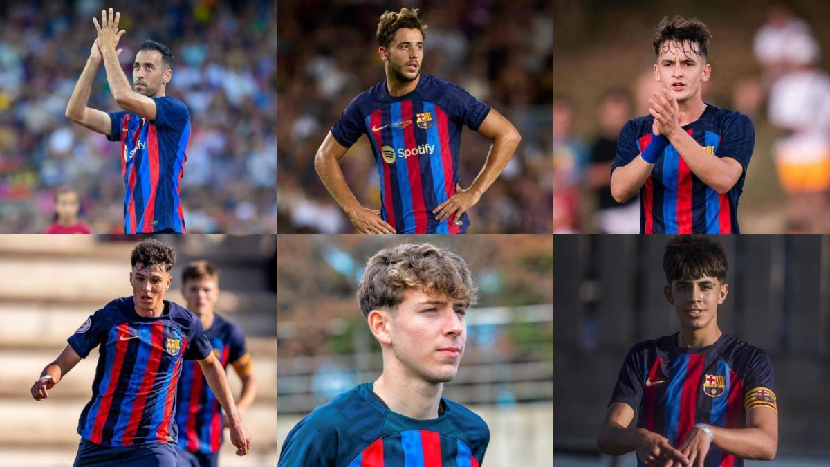 Sergio Busquets, Nico González, Marc Casadó, Gerard Hernández, Pau Prim y Marc Bernal