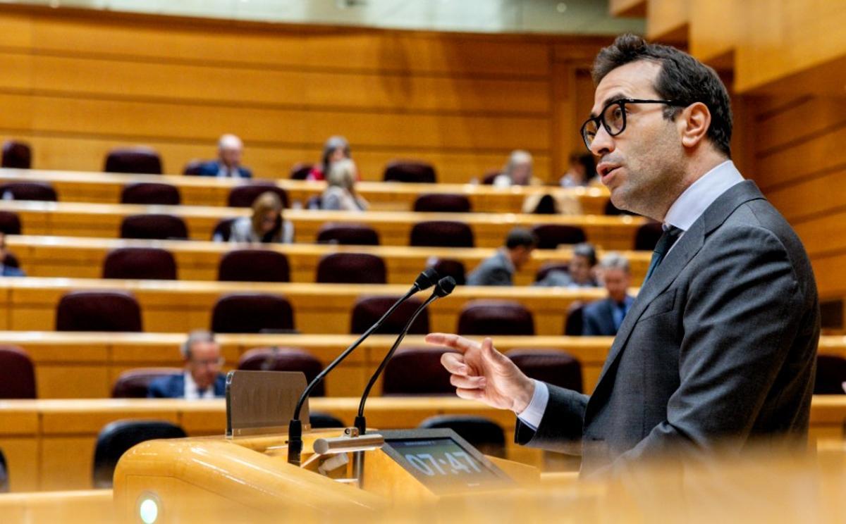 El vicepresidente Carlos Cuerpo durante su inrevención en el Senado