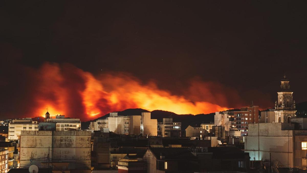 Una imagen del incendio forestal de Valencia.