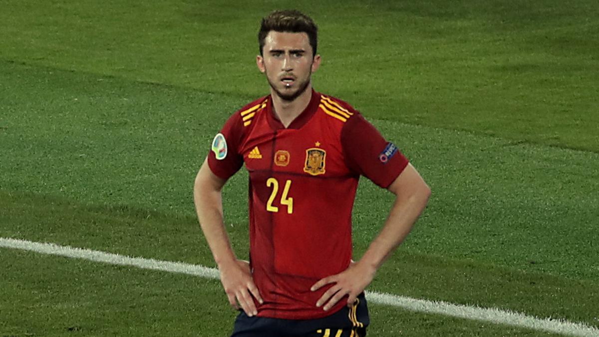 Aymeric Laporte, durante el partido de España contra Suecia