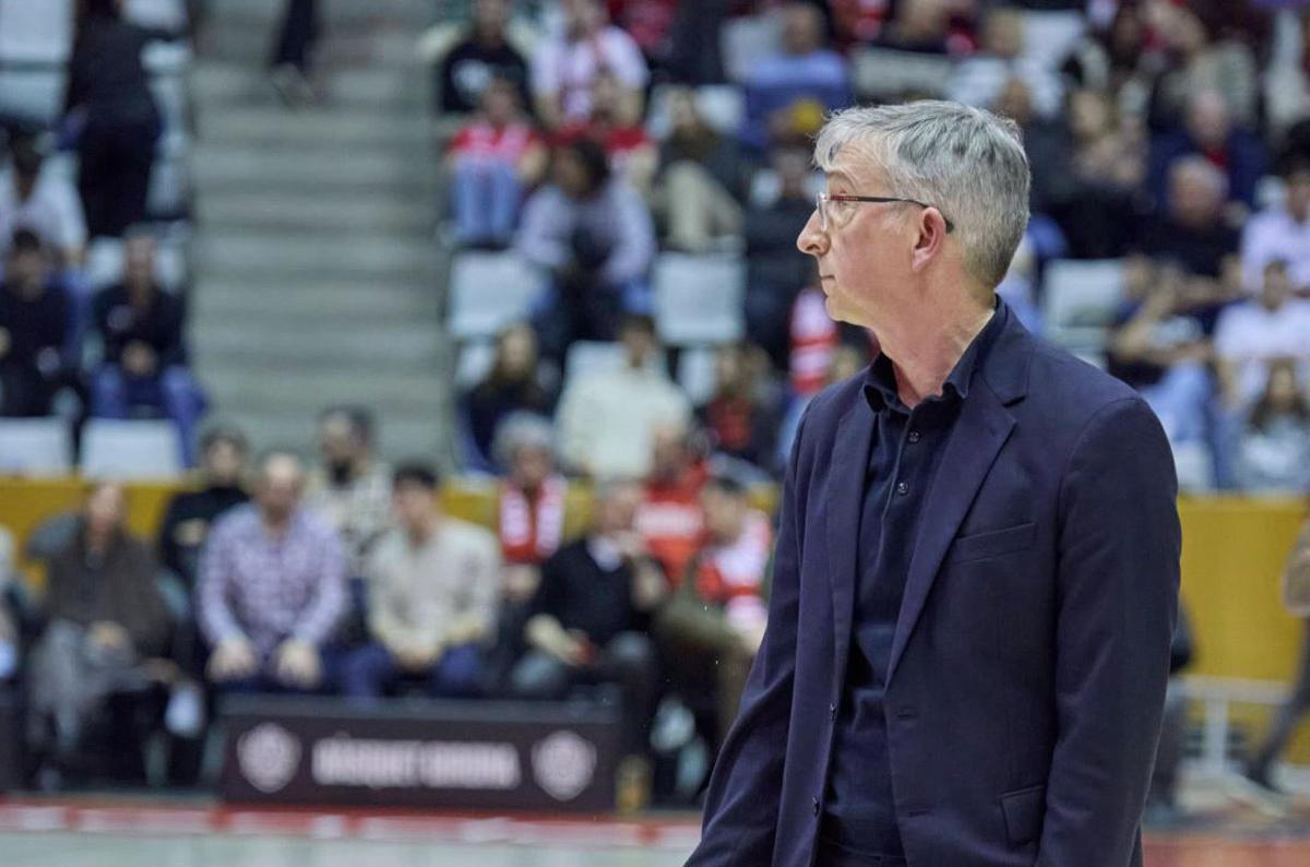 Moncho Fernández, durant el partit contra l'Unicaja.