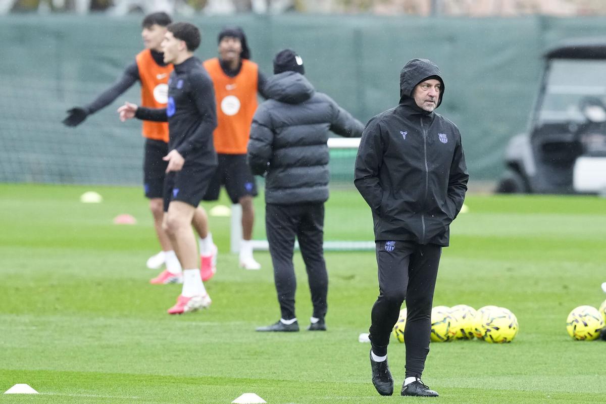 FC Barcelona's head coach Hansi Flick during the team's training session at Ciudad Deportiva Joan Gamper, Barcelona, Spain, 6 March 2026. FC Barcelona will face Athletic Club on 7 March 2026 in their LaLiga match. EFE/Enric Foncuberta