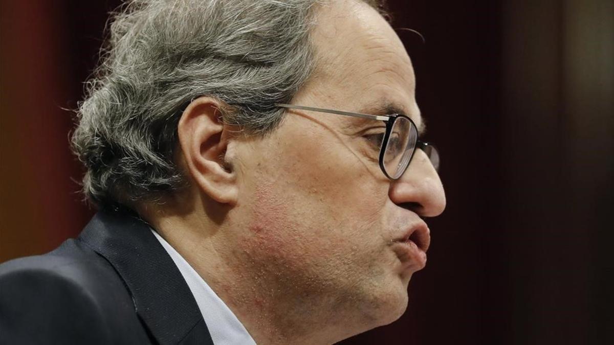 Quim Torra durante el debate de los presupuestos.