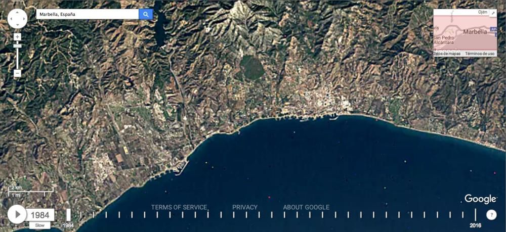 Así ha cambiado la provincia de Málaga desde 1984 a 2016.