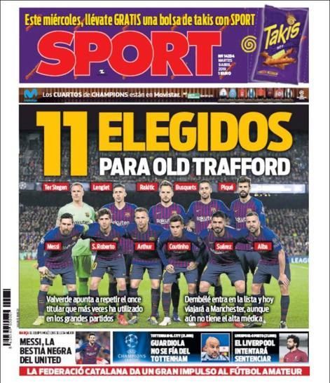 Portada SPORT martes 9 de abril de 2019