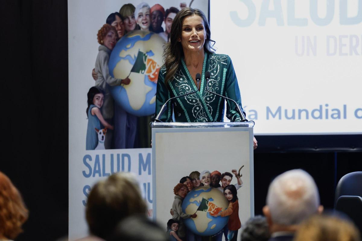 La reina Letizia a su llegada este martes al acto institucional del Día Mundial de la Salud Mental