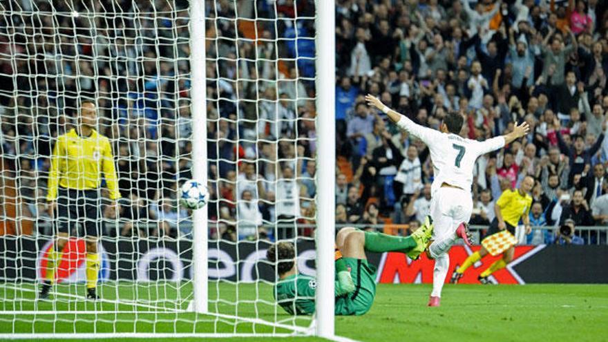 Ronaldo celebra un gol en la Champions.