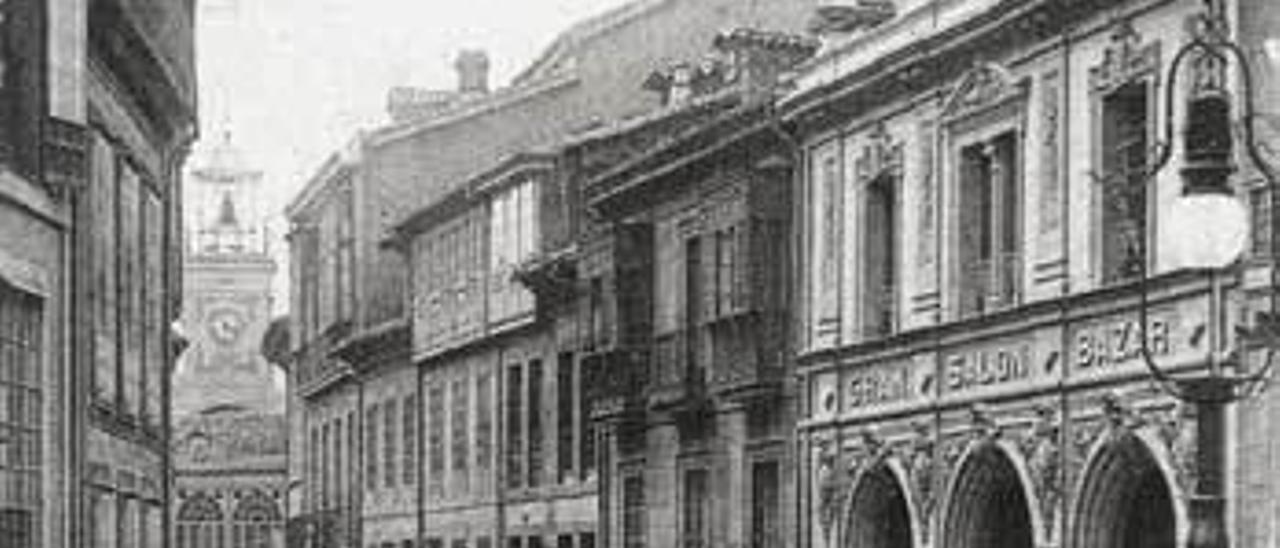 Calzada de granito en la calle de Cimadevilla hacia 1910.