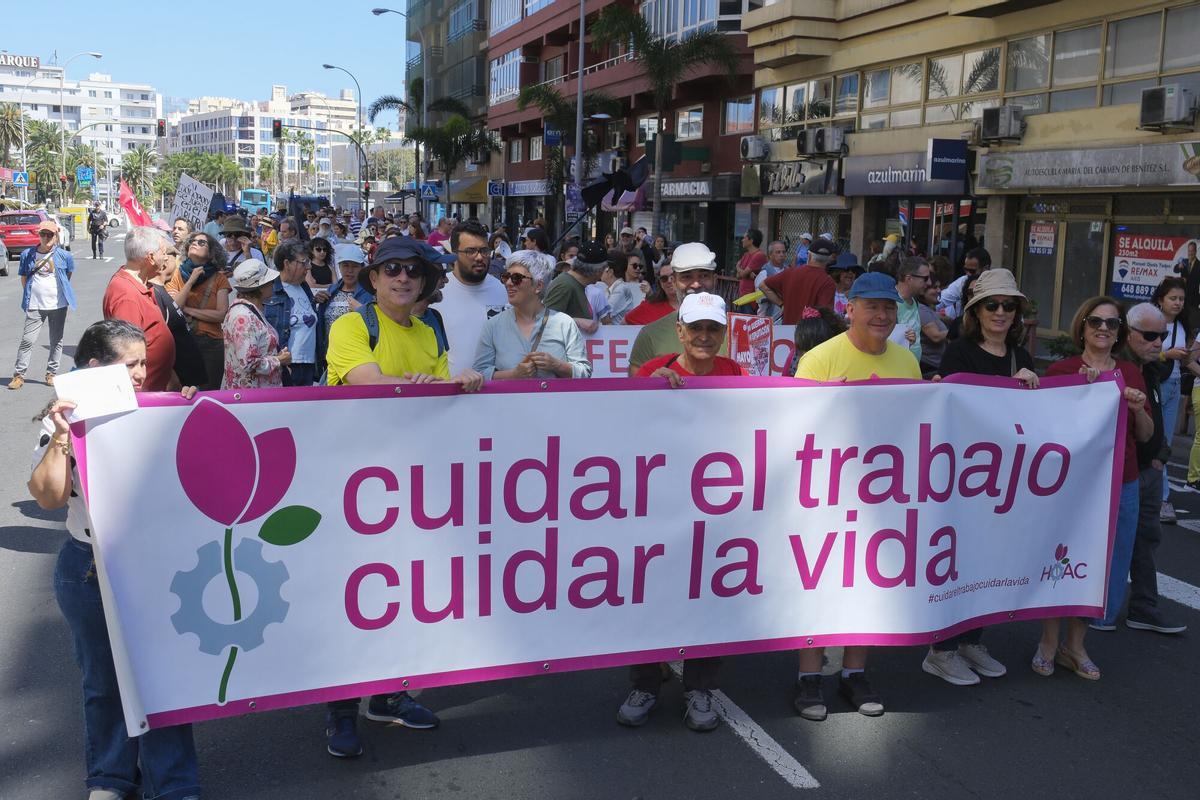 Manifestación por el Día de los Trabajadores en Las Palmas de Gran Canaria