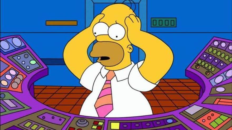 Homer Simpson, en su puesto de trabajo en la central nuclear de Springfield.