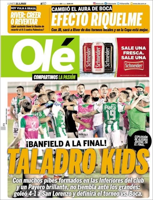 Portada OLÉ lunes 11 enero 2021