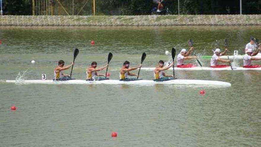 La K-4 española que quedó cuarta en el Mundial de Bulgaria.